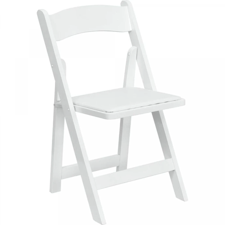 Chair - white resin with seating pad